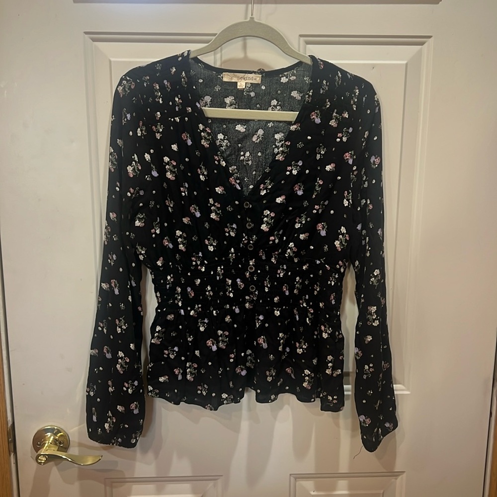 Long sleeve floral rayon top